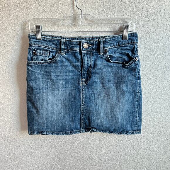 Gap Factory True Blue Denim Mini Skirt Women's 4/27 Stretch Straight Pencil - Picture 1 of 4